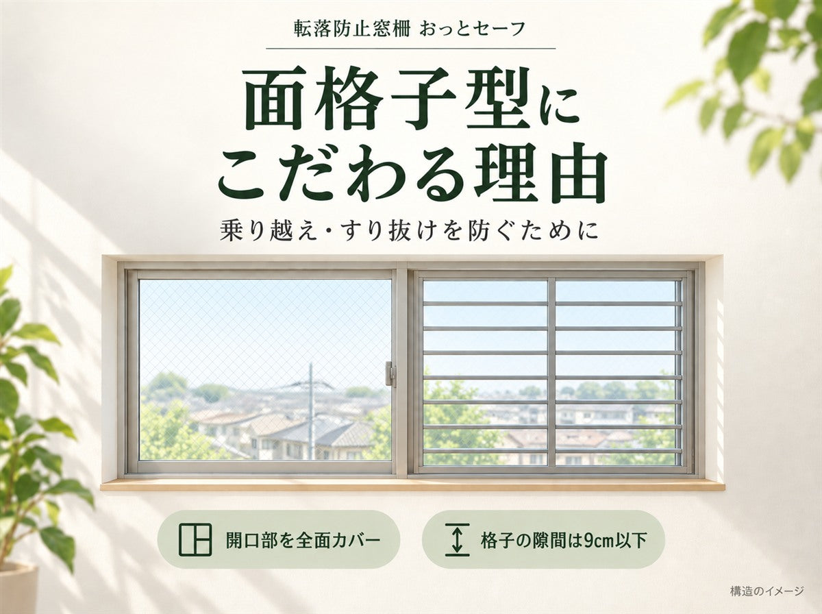 転落防止窓柵として面格子型にこだわる理由｜乗り越え・すり抜けも防止する条件
